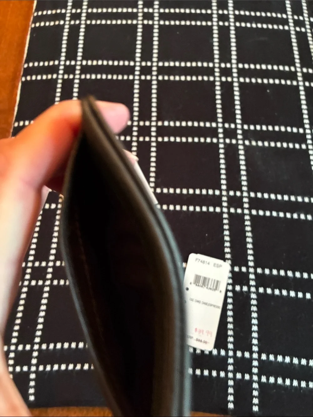 Coach Men’s Espresso Textured Leather Card Holder Case Black/Brown F74814